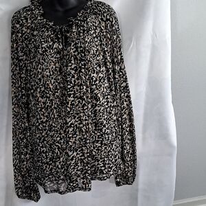 Harper Black and Cream Animal Print Blouse